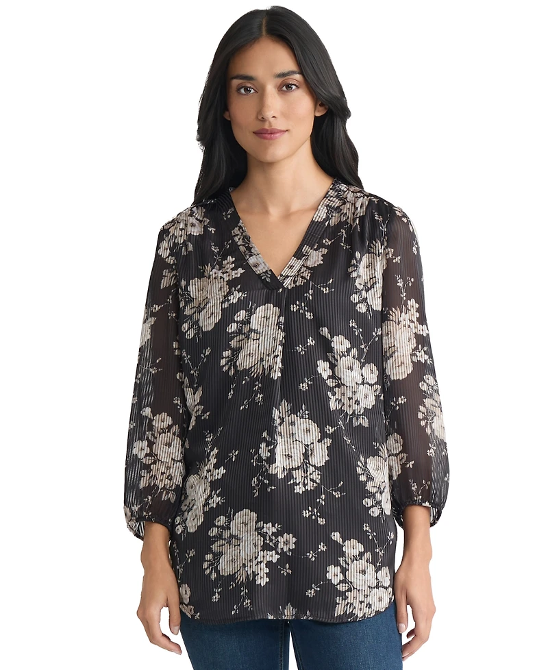 Jones New York Women's 3/4-Sleeve V-Neck Tunic Top