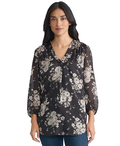 Jones New York Women's 3/4-Sleeve V-Neck Tunic Top