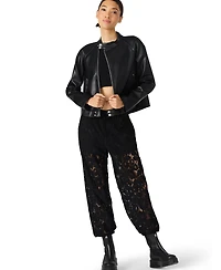 Steve Madden Women's Jett Trapeze Moto Collarless Jacket