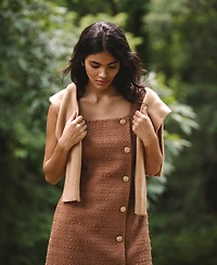 French Connection Women's Structured Tweed Square Neck Mini Dress