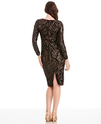 Dress the Population Women's Emmalyn Long-Sleeve Boat Neck