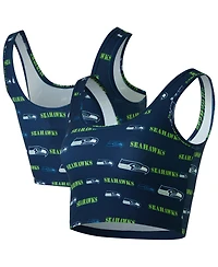 Concepts Sport Women's College Navy Seattle Seahawks Mosaic Allover Print Bralette