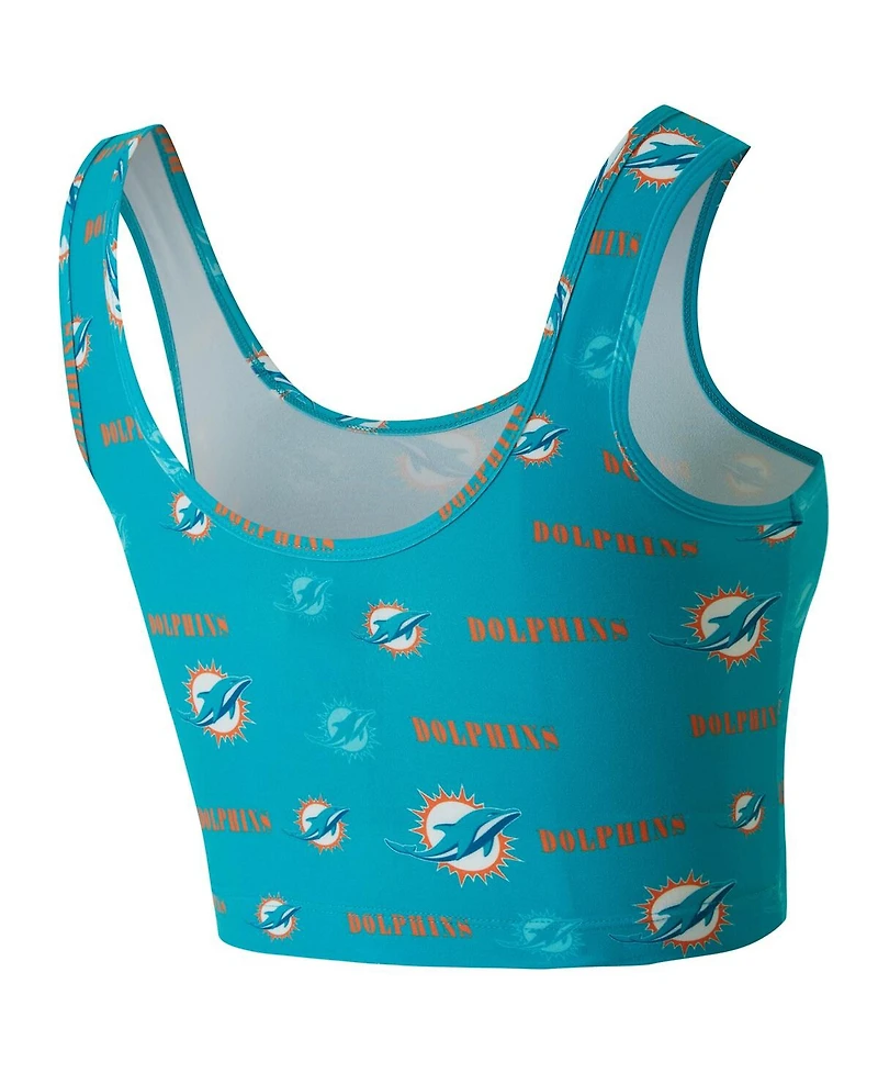 Concepts Sport Women's Aqua Miami Dolphins Mosaic Allover Print Bralette