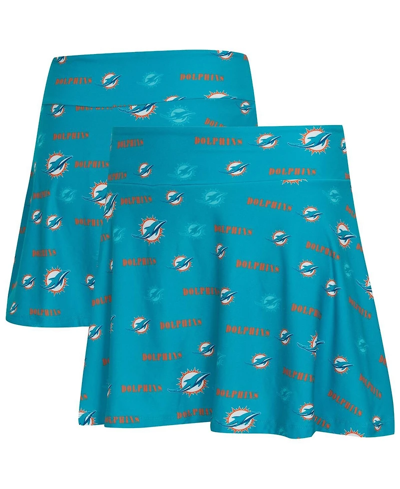 Concepts Sport Women's Aqua Miami Dolphins Mosaic Allover Print Skort
