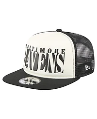 New Era Men's Cream/Black Baltimore Ravens Cutout A-Frame 9FIFTY Snapback Hat