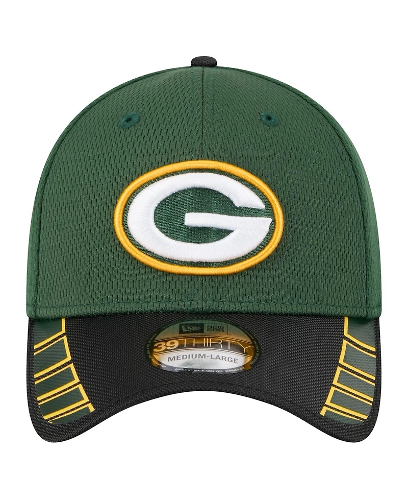 New Era Men's Green Green Bay Packers Visor Hit 39THIRTY Flex Hat
