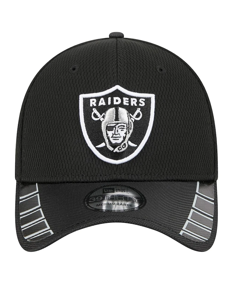 New Era Men's Black Las Vegas Raiders Visor Hit 39THIRTY Flex Hat