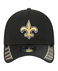 New Era Men's Black Orleans Saints Visor Hit 39THIRTY Flex Hat