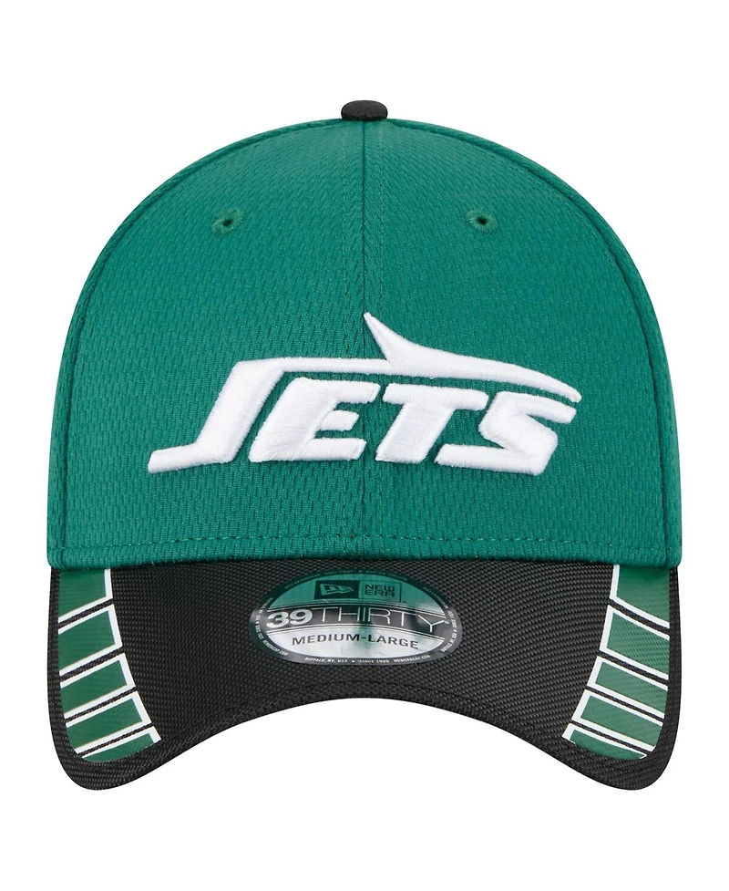 New Era Men's Green New York Jets Visor Hit 39THIRTY Flex Hat
