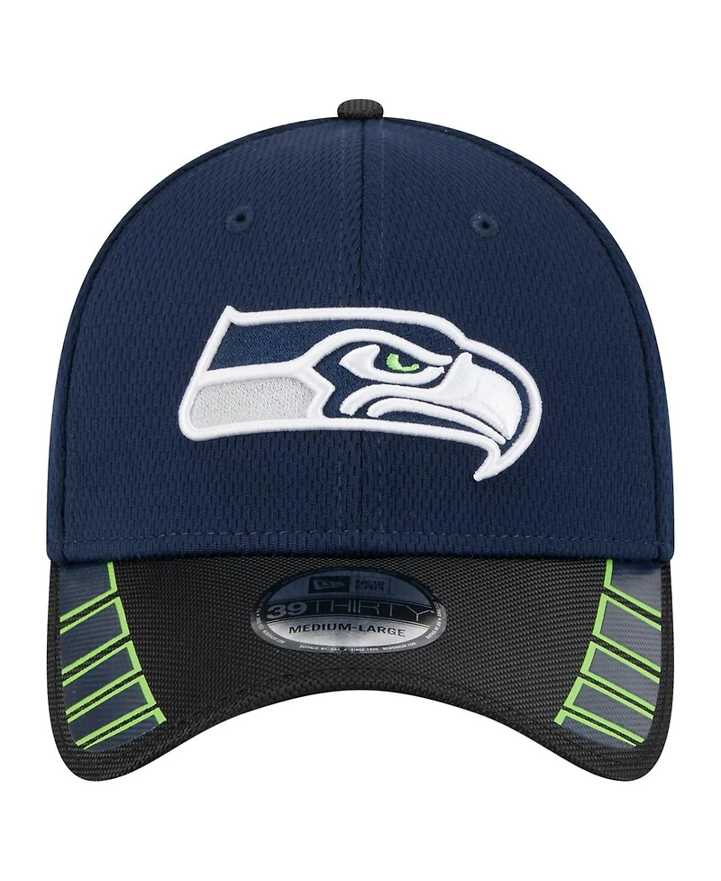 New Era Men's College Navy Seattle Seahawks Visor Hit 39THIRTY Flex Hat