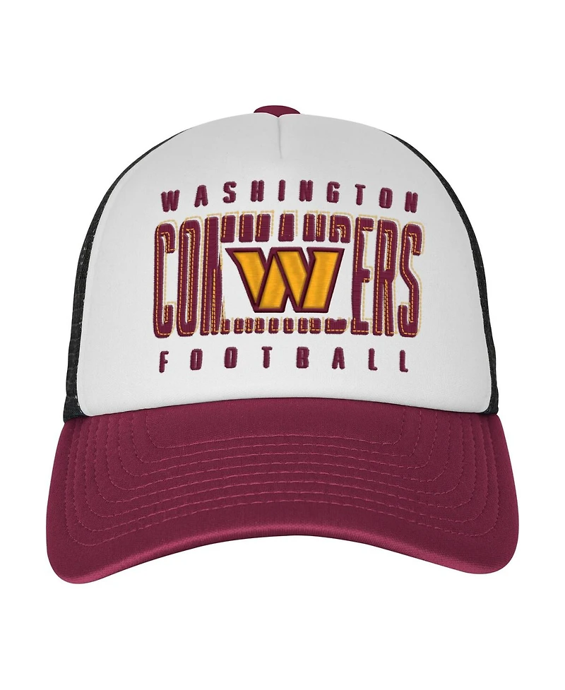 Outerstuff Big Boys and Girls White/Burgundy Washington Commanders Essentials Trucker Adjustable Hat