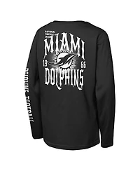 Outerstuff Big Boys and Girls Black Miami Dolphins Rumble Long Sleeve T-Shirt