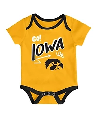 Outerstuff Baby Boys and Girls Iowa Hawkeyes Three-Pack All Day Play Bodysuit Set