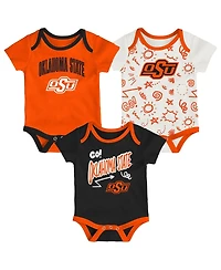 Outerstuff Baby Boys and Girls 3-Pack Oklahoma State Cowboys All Day Play Bodysuit Set