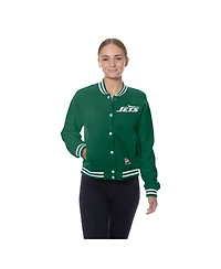 New Era Women's Kelly Green York Jets Throwback Fleece Full-Snap Jacket