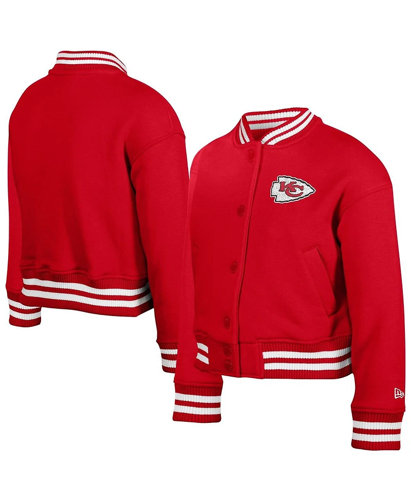 New Era Big Boys and Girls Red Kansas City Chiefs Chenille Applique Fleece Full-Snap Jacket