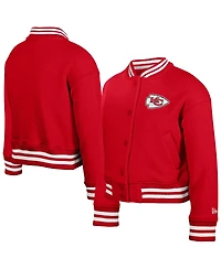 New Era Big Boys and Girls Red Kansas City Chiefs Chenille Applique Fleece Full-Snap Jacket