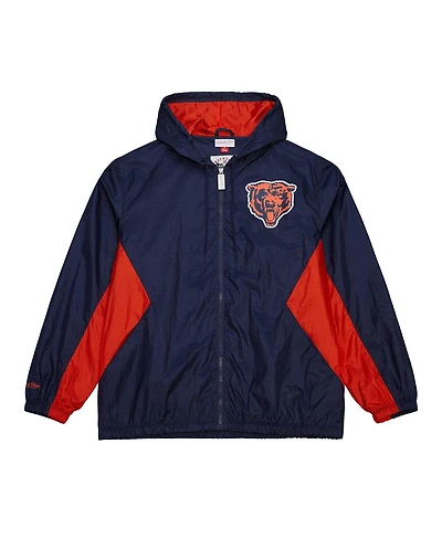 Mitchell Ness Men's Navy Chicago Bears Logo Playmaker Full-Zip Windbreaker Jacket