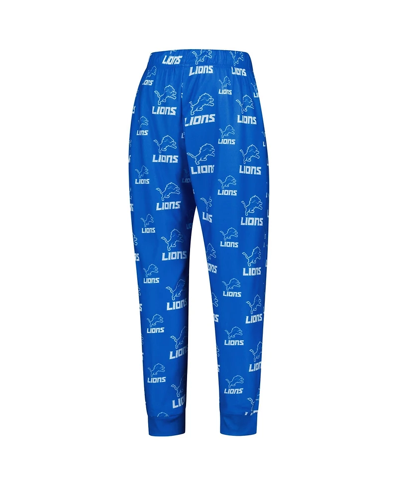 Outerstuff Big Boys and Girls Blue Detroit Lions All-Over-Print Long Sleeve T-Shirt Pants Sleep Set