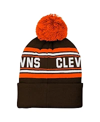 Outerstuff Big Boys and Girls Brown Cleveland Browns Jacquard Tassel with Pom Knit Hat