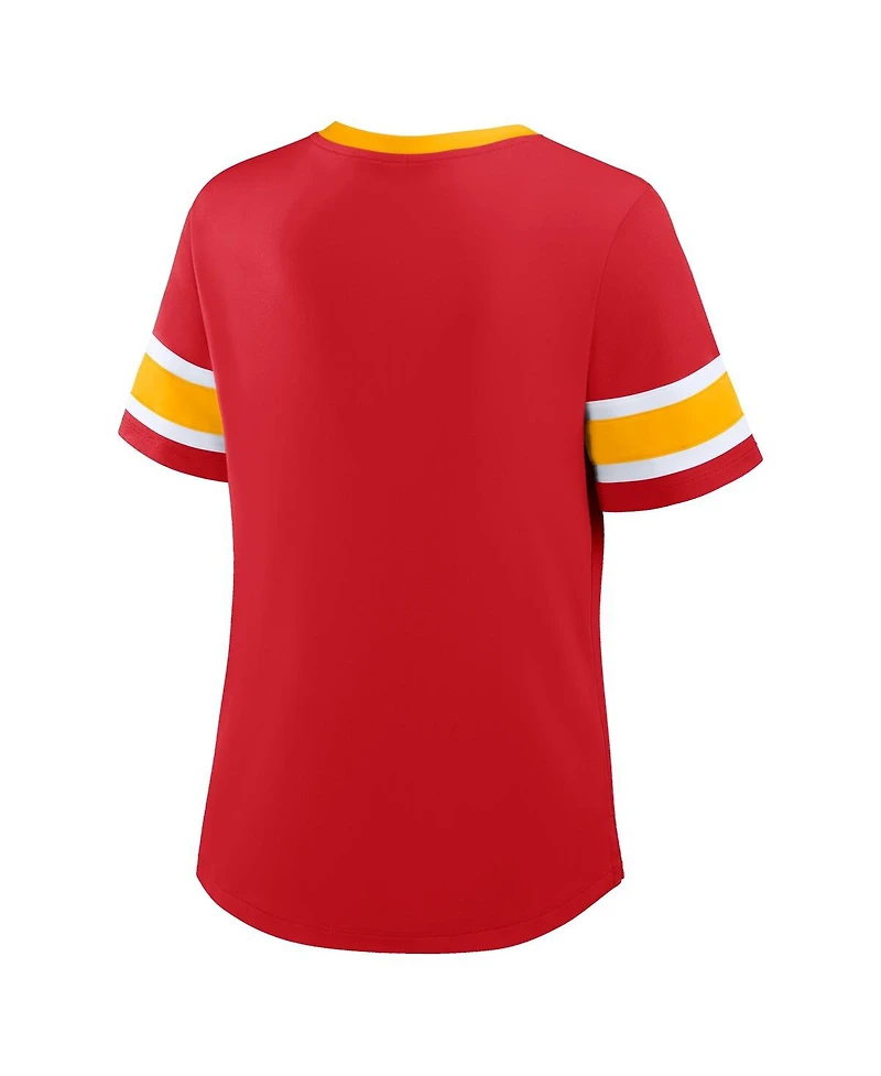 Fanatics Women's Red Kansas City Chiefs Plus Zone Athena Lace-Up V-Notch Neck T-Shirt