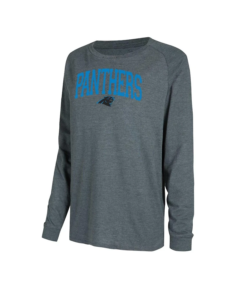 Concepts Sport Women's Black/Charcoal Carolina Panthers Raglan Long Sleeve Top Shorts Lounge Set