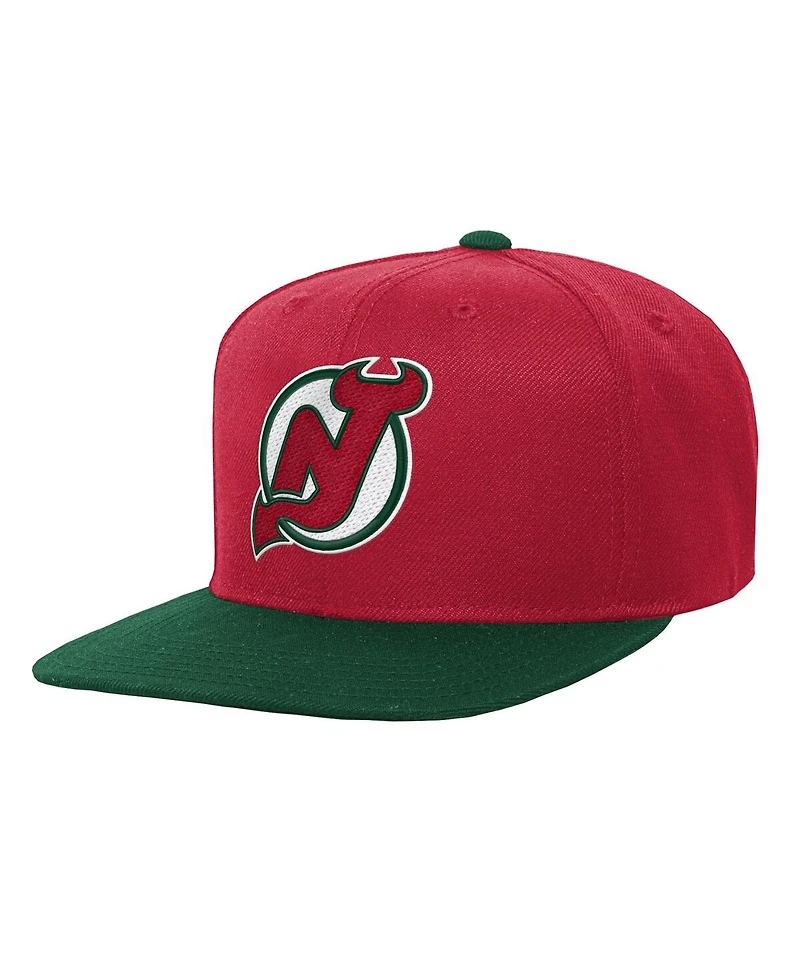 Mitchell Ness Big Boys and Girls Red/Green New Jersey Devils Core Team Two-Tone Snapback Hat
