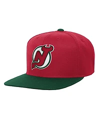 Mitchell Ness Big Boys and Girls Red/Green New Jersey Devils Core Team Two-Tone Snapback Hat