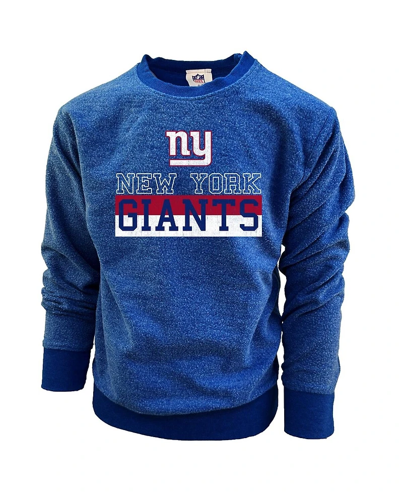 Wes Willy Big Boys and Girls Royal New York Giants Reversible Fleece Pullover Sweatshirt
