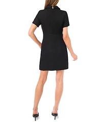 CeCe Women's Rhinestone Button Boucle Shift Dress