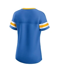 Fanatics Women's Powder Blue Los Angeles Chargers Lace-Up Bling T-Shirt