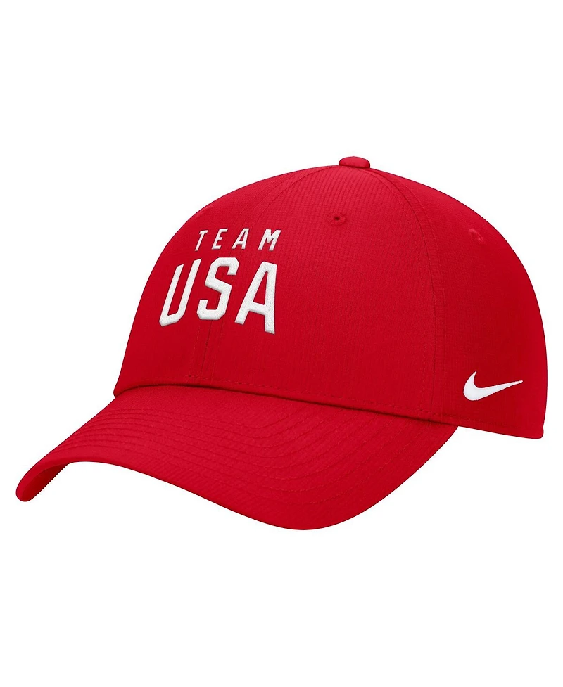 Nike Men's Red Team Usa On-Field Club Ripstop Dri-fit Adjustable Hat