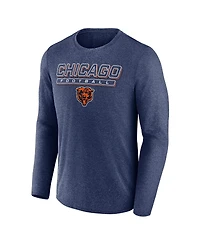 Fanatics Men's Heather Navy Chicago Bears Fundamentals Long Sleeve T-Shirt