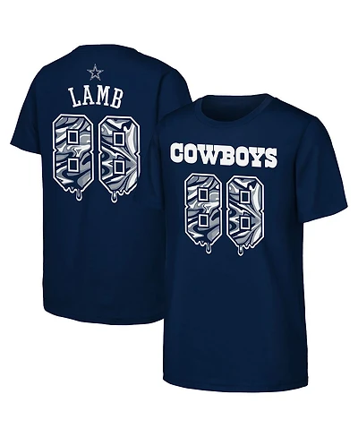 Outerstuff Big Boys and Girls CeeDee Lamb Navy Dallas Cowboys Mainliner Drip Player Name Number T-Shirt