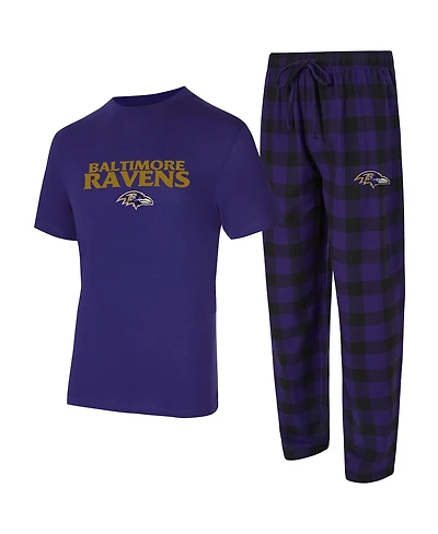 Concepts Sport Men's 2-Piece Purple/Black Baltimore Ravens Avondale T-Shirt and Flannel Pants Set
