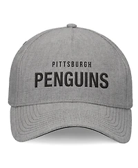 Fanatics Men's Heather Gray Pittsburgh Penguins Elements A-Frame Leather Strapback Hat