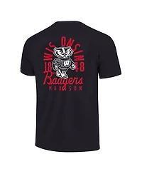 Image One Big Boys and Girls Black Wisconsin Badgers Comfort Colors Mascot Overlay T-Shirt