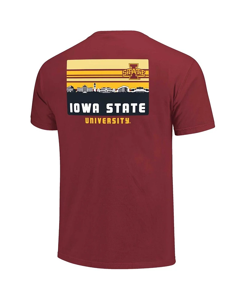 Image One Men's Cardinal Iowa State Cyclones Striped Campus Skyline T-Shirt