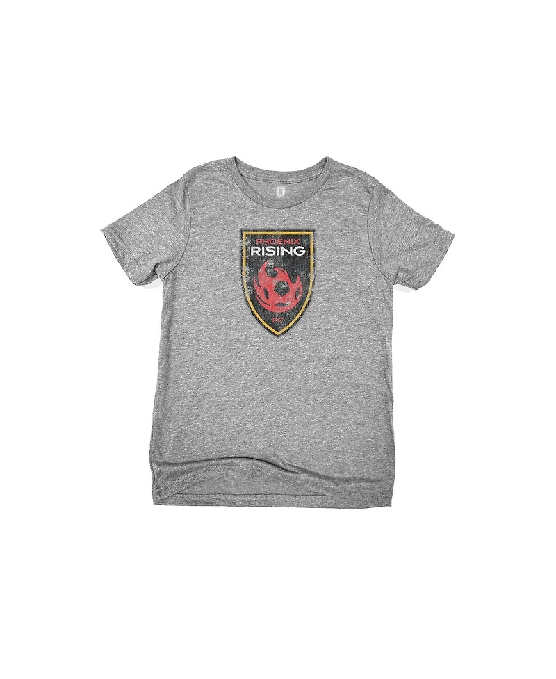 1863FC Big Boys and Girls Heather Gray Phoenix Rising Fc Color Badge T-Shirt