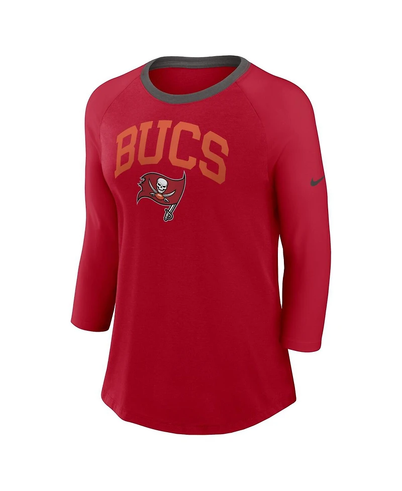 Nike Women's Red Tampa Bay Buccaneers Raglan 3/4 Sleeve T-Shirt