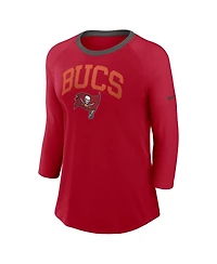 Nike Women's Red Tampa Bay Buccaneers Raglan 3/4 Sleeve T-Shirt