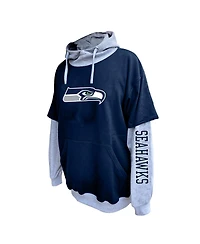 Profile Men's College Navy/Heather Gray Seattle Seahawks Big Tall Twofer Pullover Hoodie