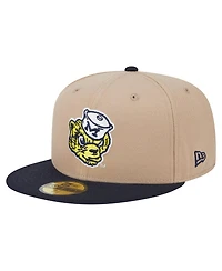 New Era Men's Khaki Michigan Wolverines Throwback Two-Tone 59FIFTY Fitted Hat