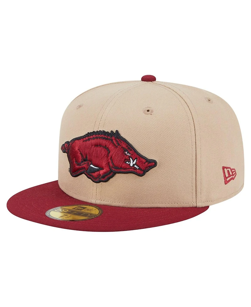 New Era Men's Khaki Arkansas Razorbacks Two-Tone 59FIFTY Fitted Hat