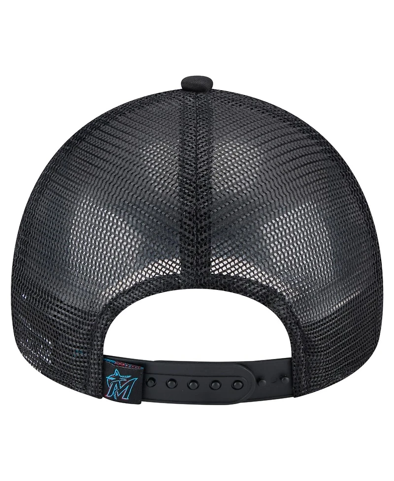 New Era Toddler White/Black Miami Marlins Painted A-Frame 9FORTY Trucker Adjustable Hat