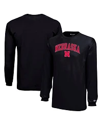 Champion Big Boys and Girls Black Nebraska Huskers Arch Over Logo Long Sleeve T-Shirt
