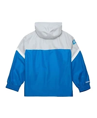 Mitchell & Ness Men's Silver/Blue Detroit Lions Tie Breaker Vintage Logo Lightweight Anorak Half-Zip Windbreaker Jacket