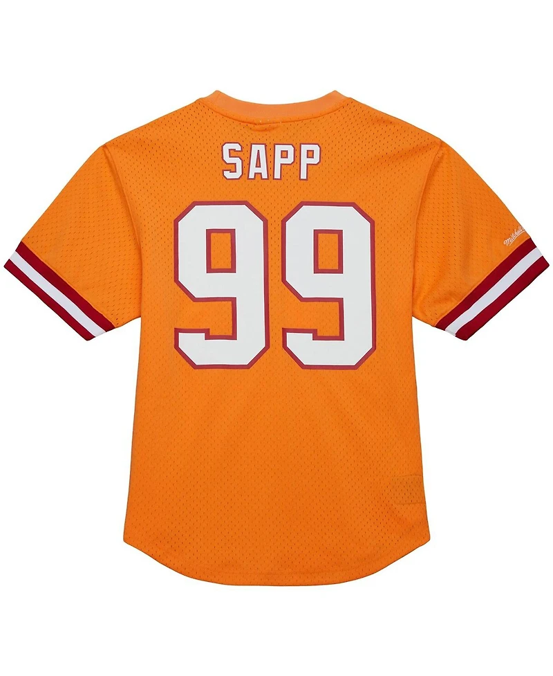Mitchell & Ness Men's Warren Sapp Orange Tampa Bay Buccaneers Retired Player Name Number Mesh T-Shirt