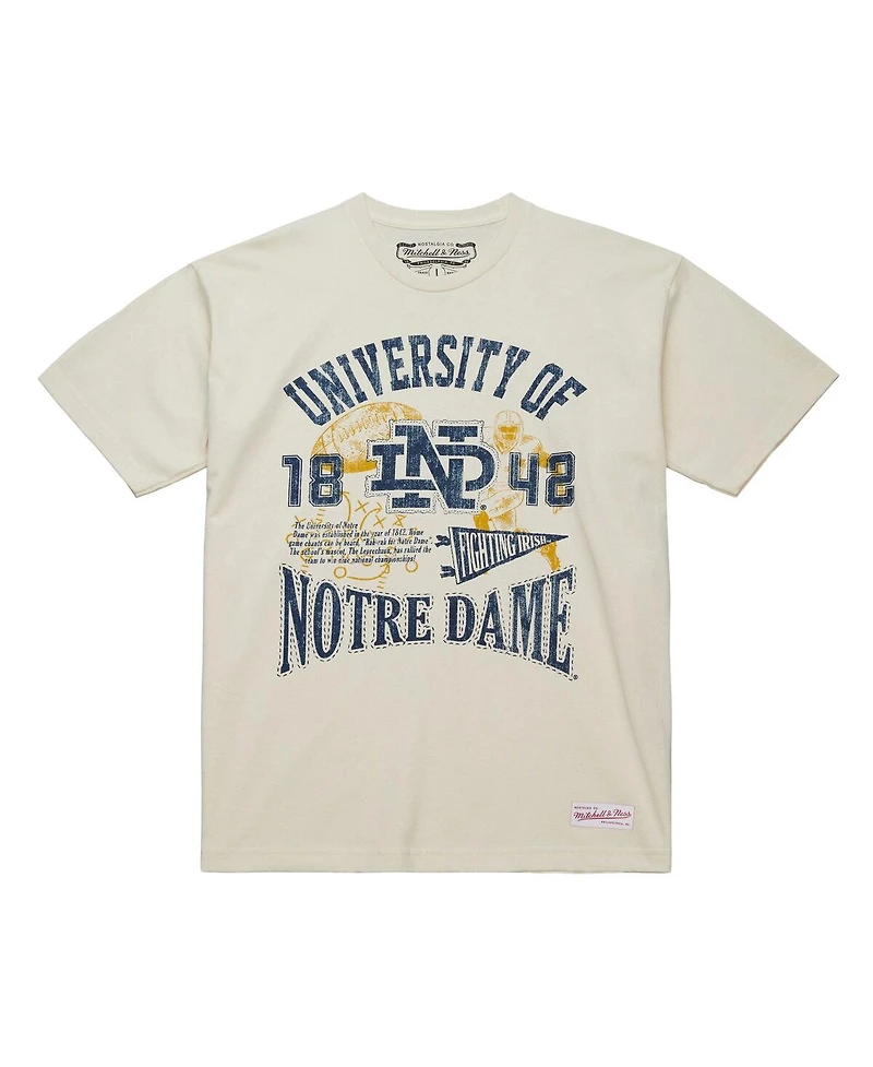 Mitchell & Ness Men's Cream Notre Dame Fighting Irish Heritage Scholar T-Shirt