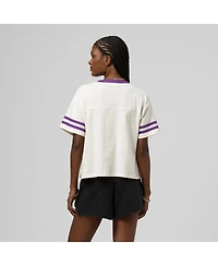 Mitchell & Ness Women's Cream Lsu Tigers Cropped Ringer T-Shirt